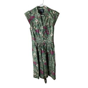 Modcloth x Princess Highway Green Floral Midi Dress Cotton Casual